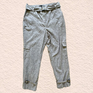 New without Tags! N  Y & Company 7th Ave Linen blend belt open leg Cargo Pant 12